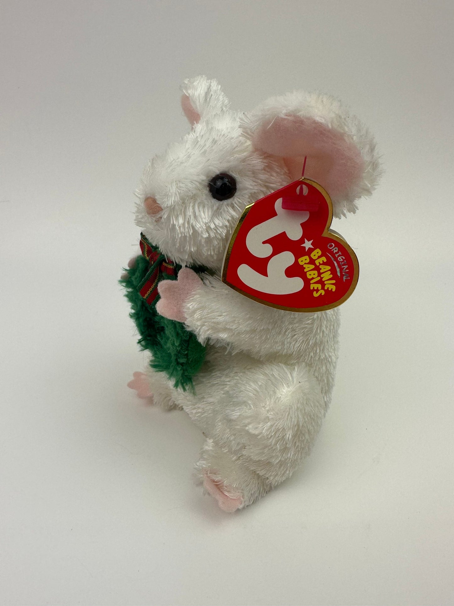 Ty Beanie Baby “Garlands” the Christmas Mouse Holding Wreath (4 inch)