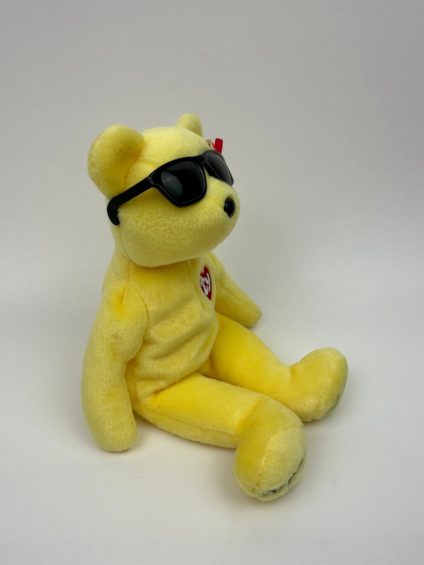 Ty Beanie Baby “Summertime Fun” Colourful Sunglasses Bear, Yellow Las Angelos Version! Trade Show Exclusives! *Rare* (8.5 inch)