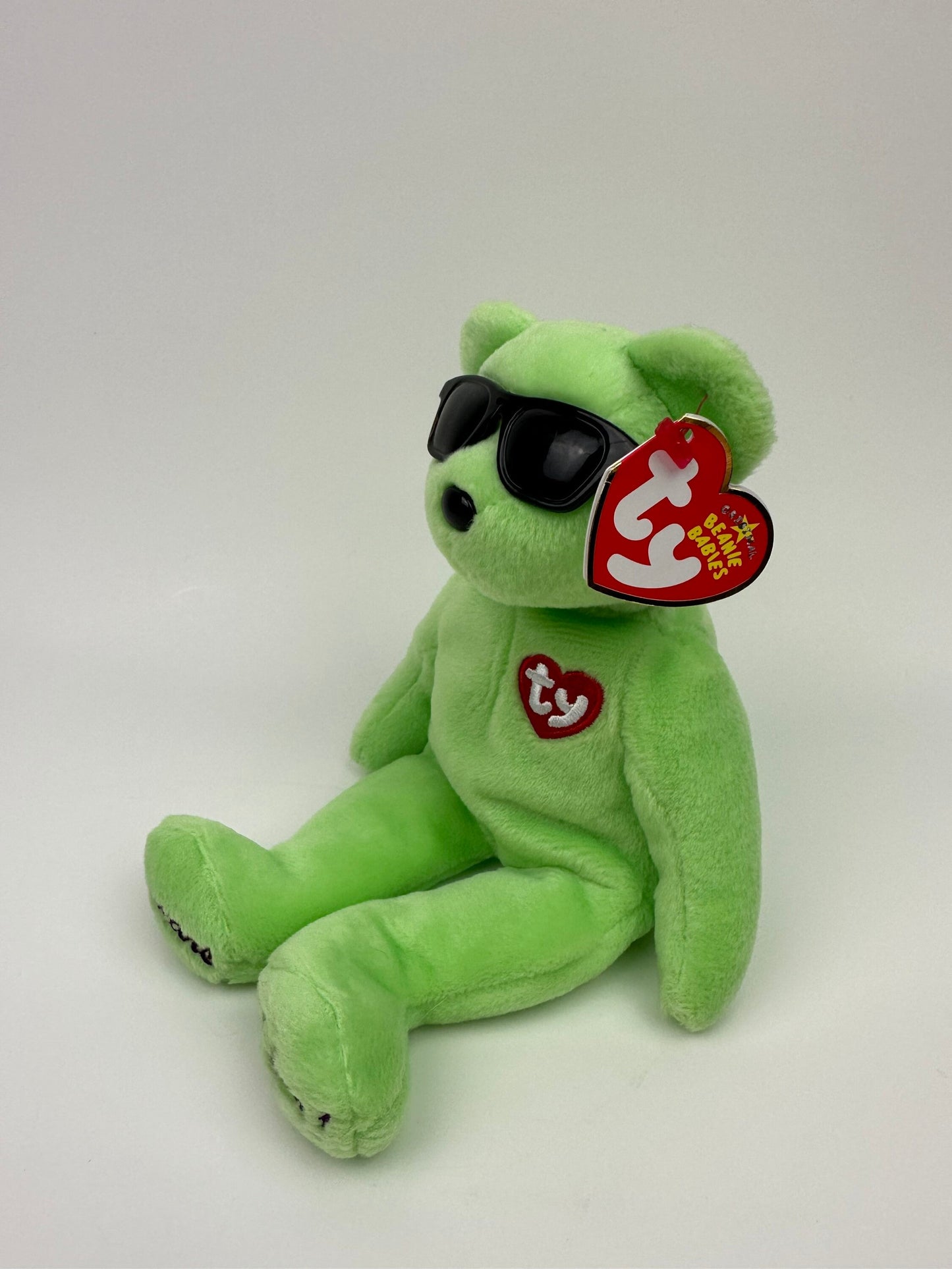 Ty Beanie Baby “Summertime Fun” Colourful Sunglasses Bear, Green Atlanta Version! Trade Show Exclusive! *Rare* (8.5 inch)