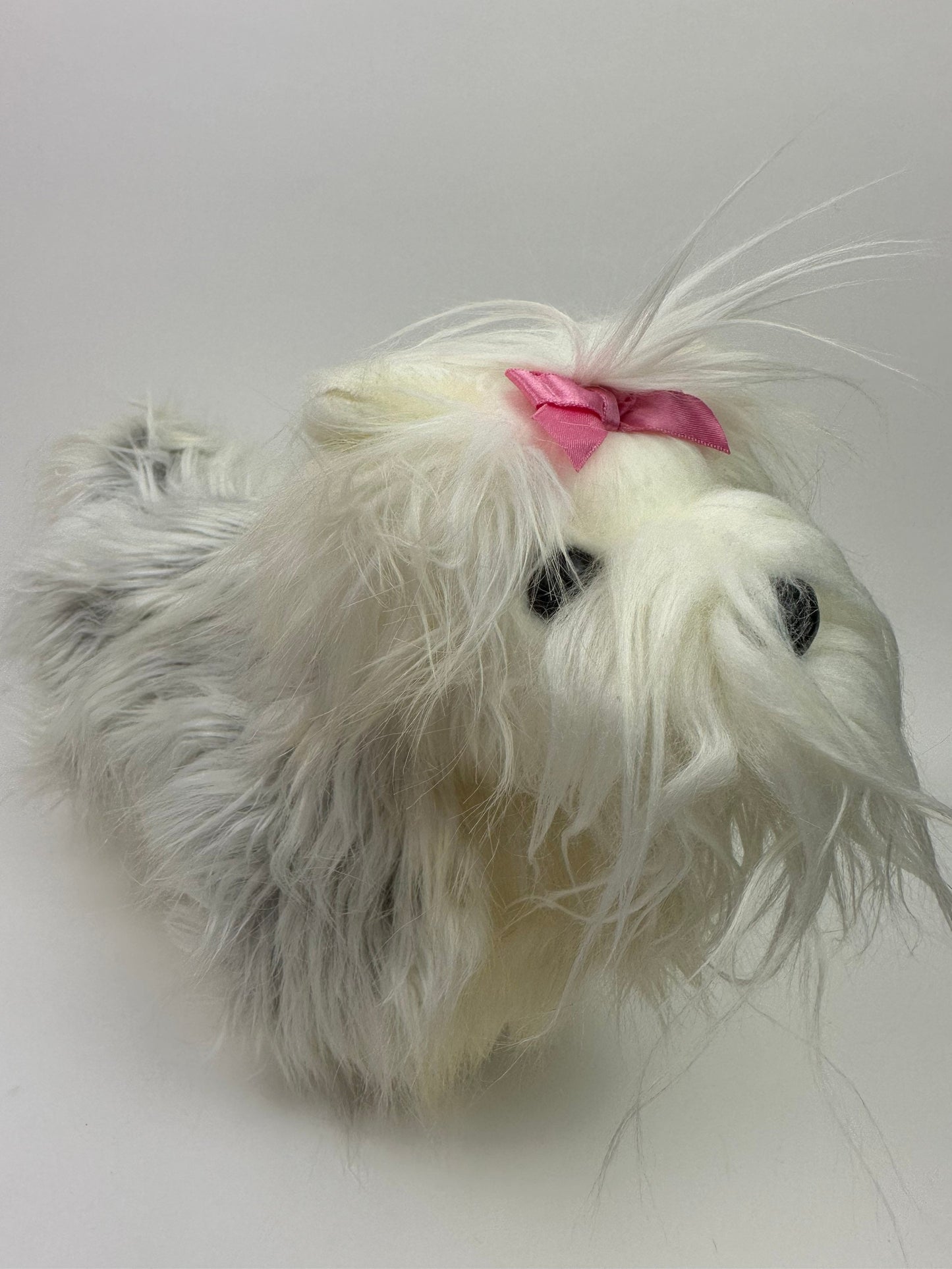 Ty Classics Collection “Foofie” the Fluffy White and Grey Maltese Puppy Dog with Pink Bow (12 inch)