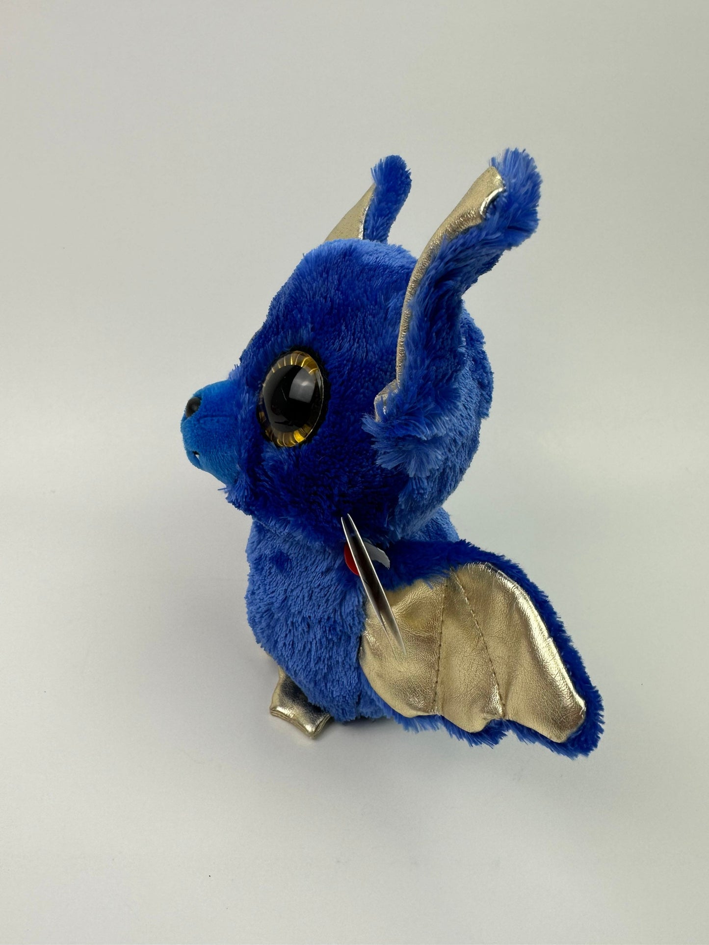 Ty Beanie Boo “Ozzy” the Blue Bat with Gold Wings, Eyes, and Ears (6 inch)