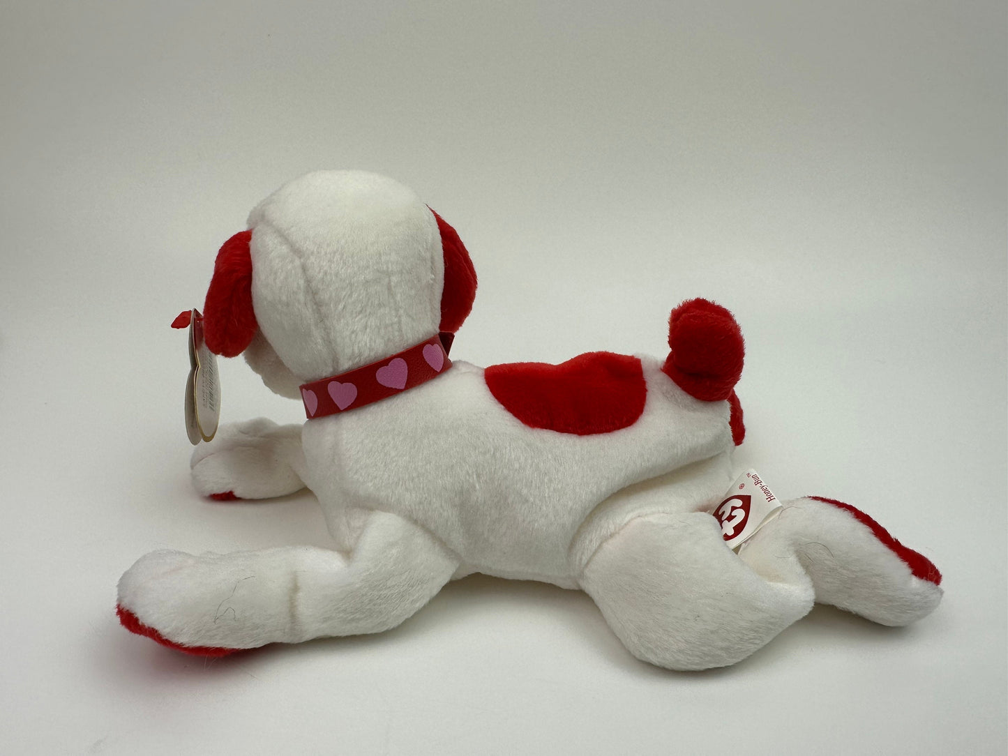 Ty Beanie Baby Honey-Bun the White and Red Love Dog! (7 inch)