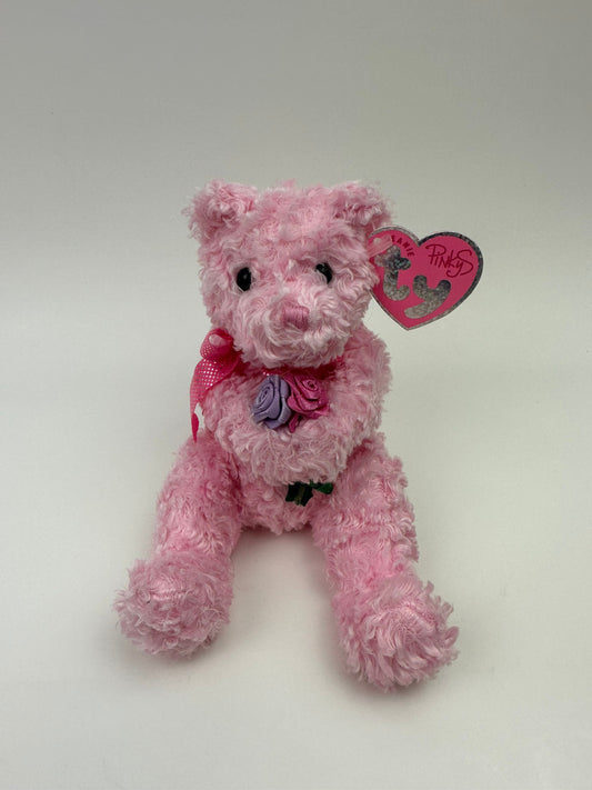 Ty Beanie Baby “Radiance” the Pink Bear Holding Flowers (7 inch)