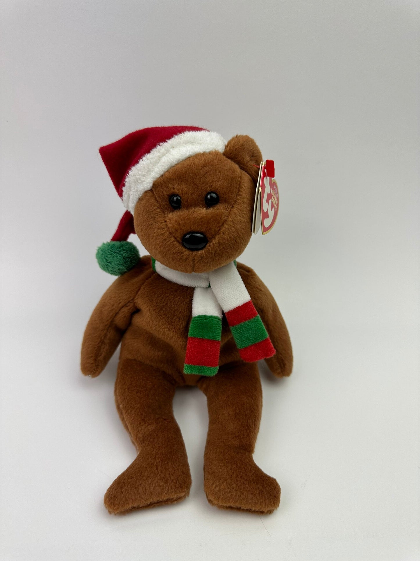 Ty Beanie Baby “Holiday Teddy” wearing hat and scarf (8.5 inch)