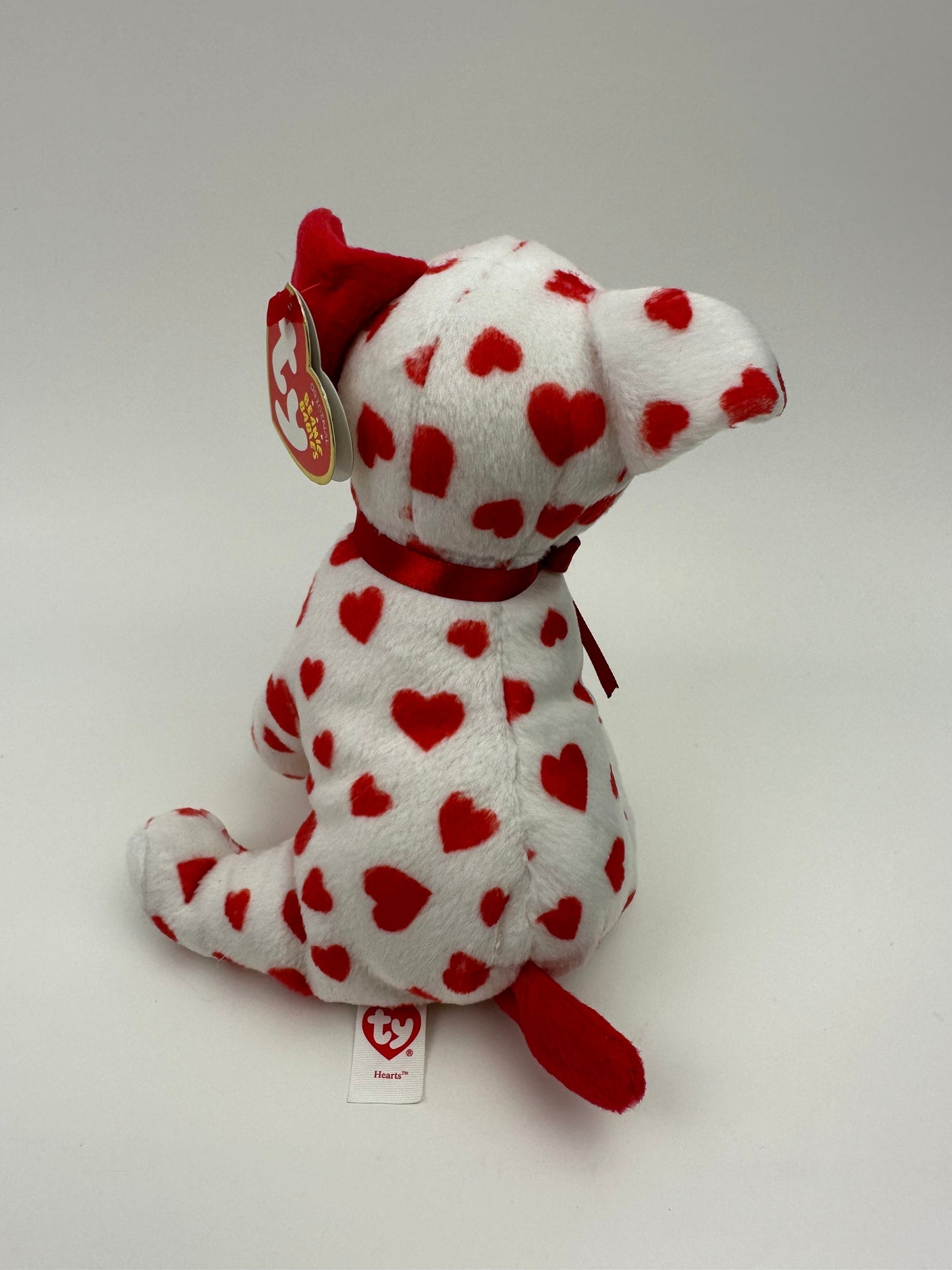 Ty Beanie Baby “Hearts” the White and Red Valentines Day Love Dog Covered in Hearts - Walgreen’s Exclusive *Rare! (6 inch)