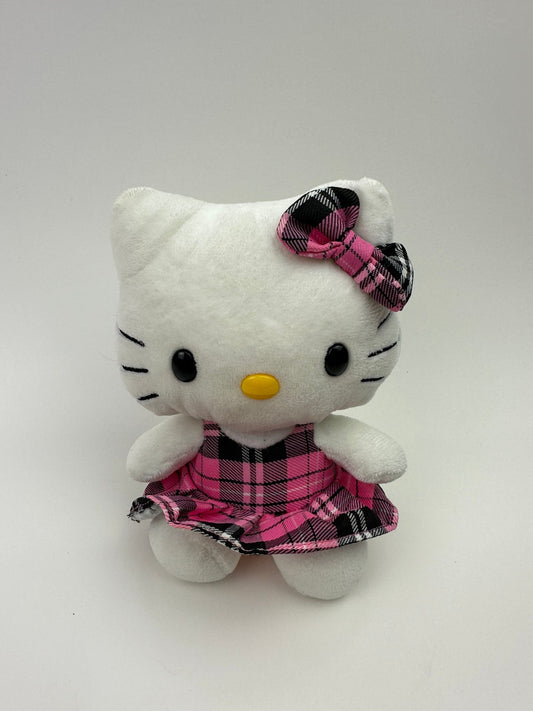 Ty Beanie Baby Vintage “Hello Kitty” the Hello Kitty Plush Wearing Pink Plaid Dress - No Hang Tag (5.5 inch)