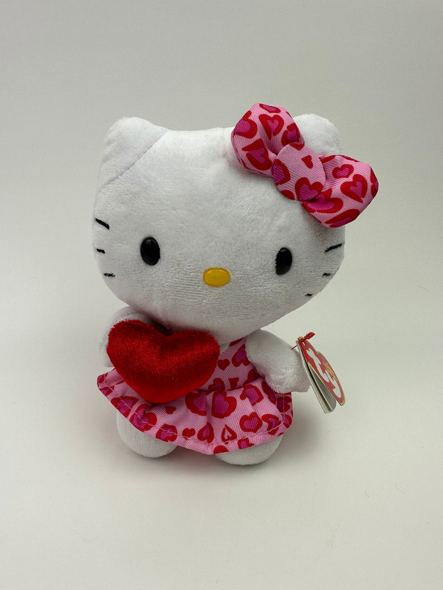 Ty Beanie Baby Vintage “Hello Kitty” the Hello Kitty Plush in Pink Dress with Hearts  (5.5 inch)