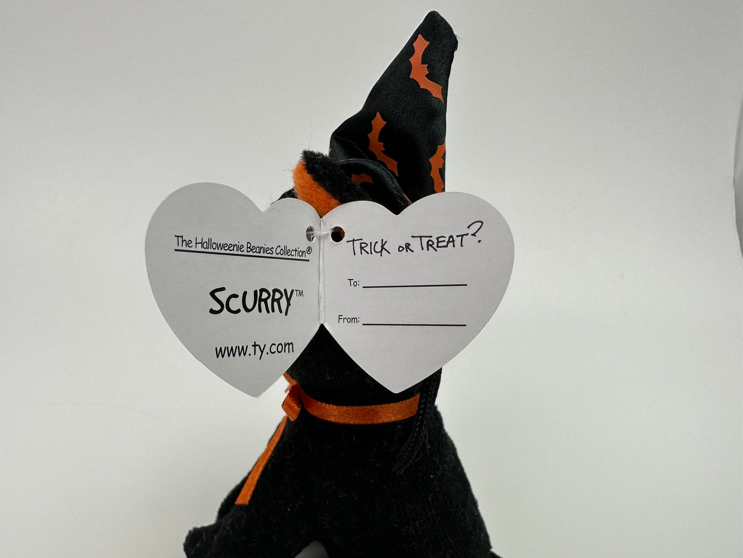 Ty Halloweenie Beanie “Scurry” the Black Cat with Hat - Teenie Beanie! (3 inch)