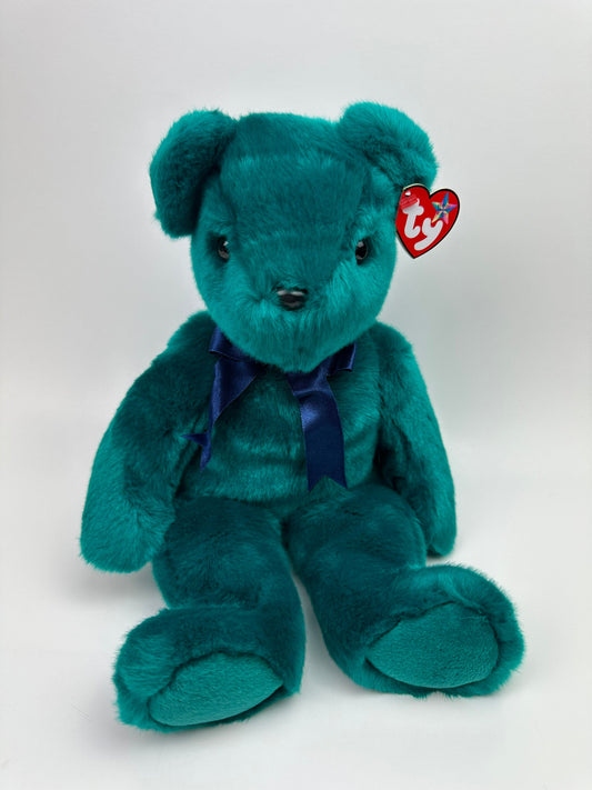 Ty Beanie Buddy “Teddy” the Teal Teddy Bear with Old Ty Bear Face! (14.5 inch)