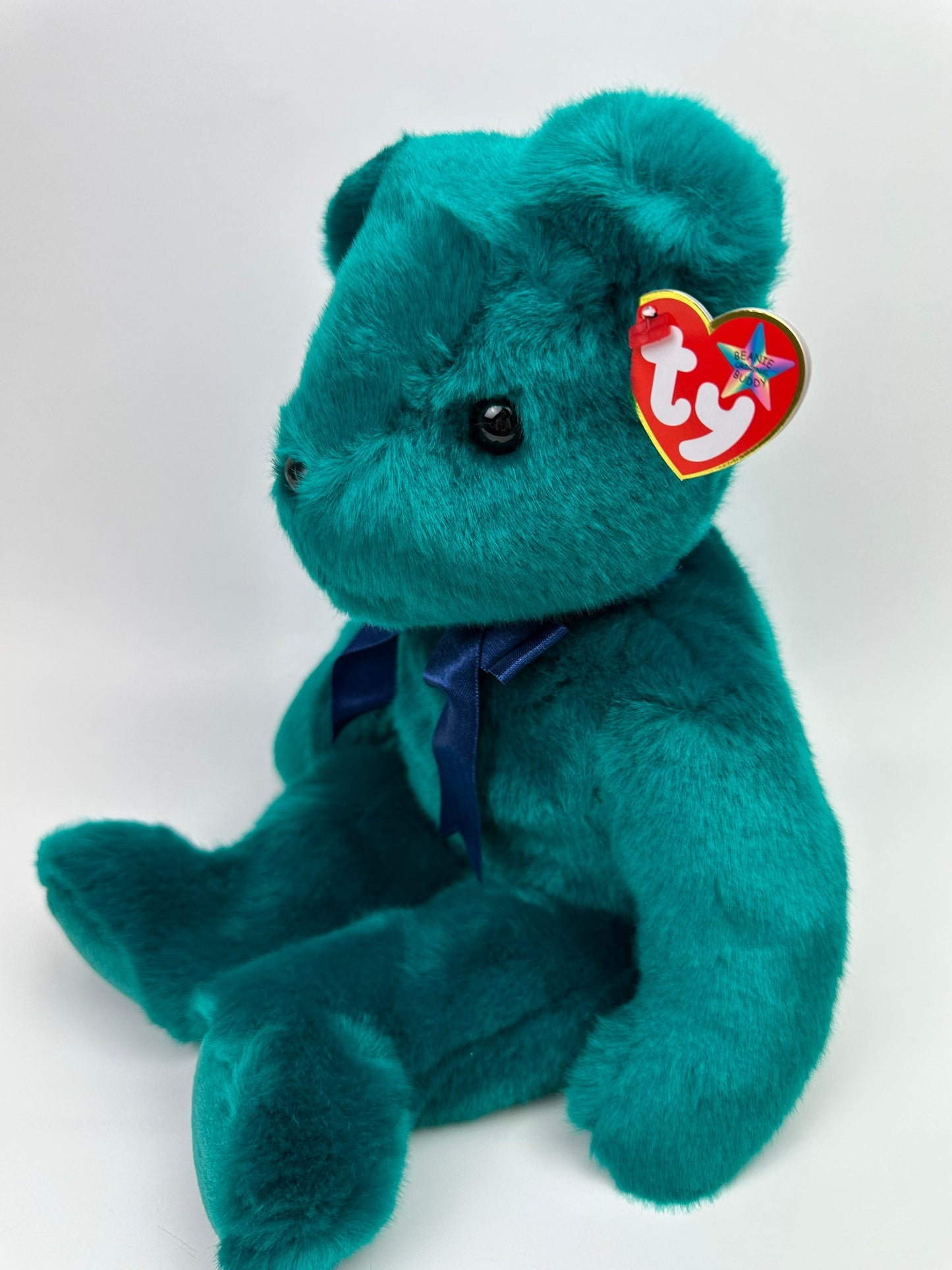 Ty Beanie Buddy “Teddy” the Teal Teddy Bear with Old Ty Bear Face! (14.5 inch)