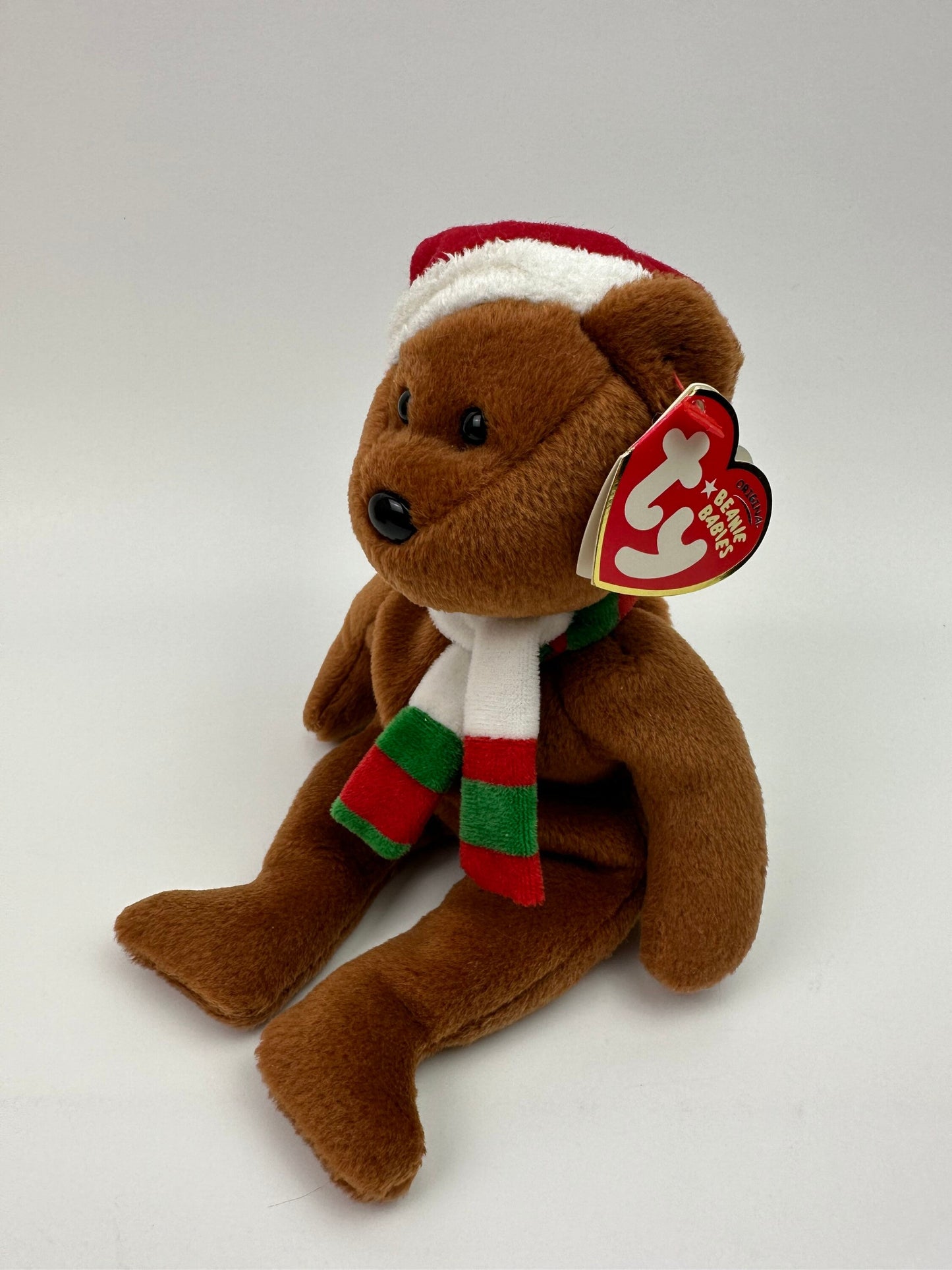 Ty Beanie Baby “Holiday Teddy” wearing hat and scarf (8.5 inch)