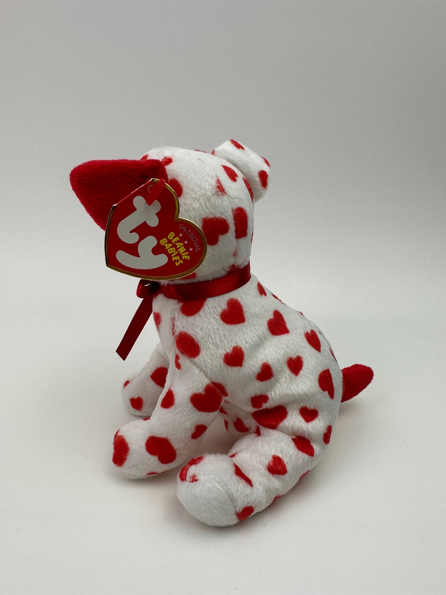 Ty Beanie Baby “Hearts” the White and Red Valentines Day Love Dog Covered in Hearts - Walgreen’s Exclusive *Rare! (6 inch)