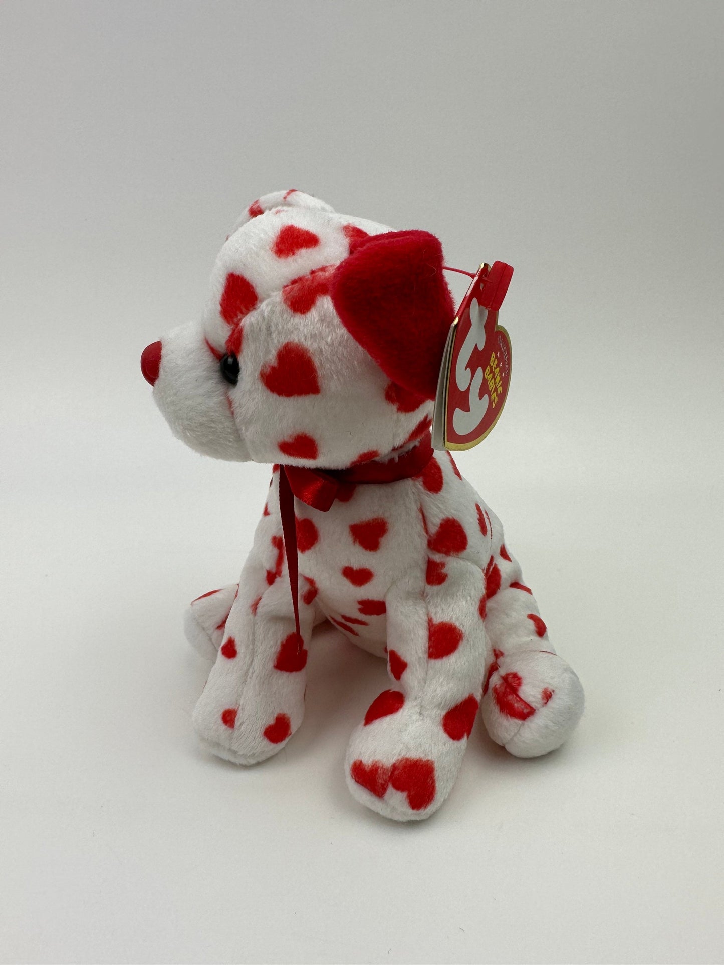 Ty Beanie Baby “Hearts” the White and Red Valentines Day Love Dog Covered in Hearts - Walgreen’s Exclusive *Rare! (6 inch)