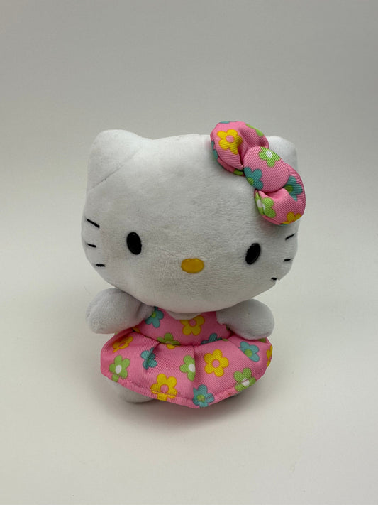 Ty Beanie Baby Vintage “Hello Kitty” the Hello Kitty Plush Wearing Pink Flower Dress - No Hang Tag (5.5 inch)