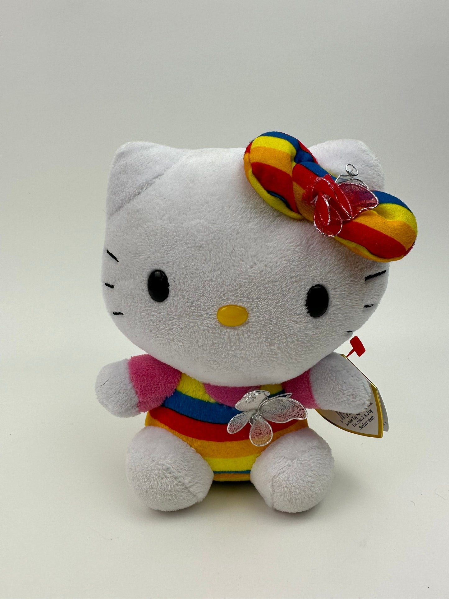 Ty Beanie Baby Vintage “Hello Kitty” the Striped Hello Kitty Plush with Butterfly (5.5 inch)