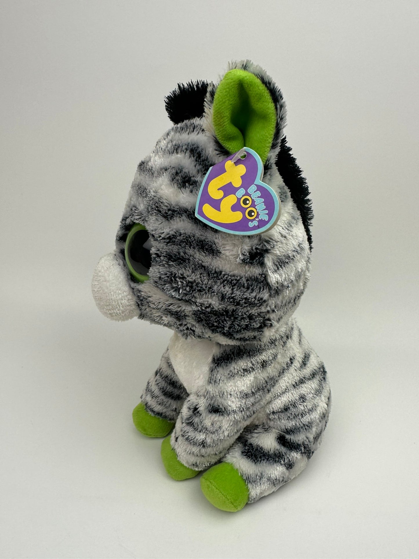 Ty Beanie Boo “Zig-Zag” the Cute Zebra - Purple Tag - Scuffs on Eyes (9 inch)