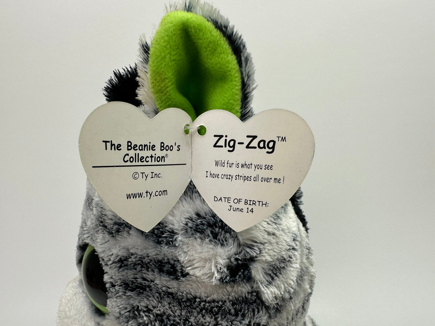 Ty Beanie Boo “Zig-Zag” the Cute Zebra - Purple Tag - Scuffs on Eyes (9 inch)