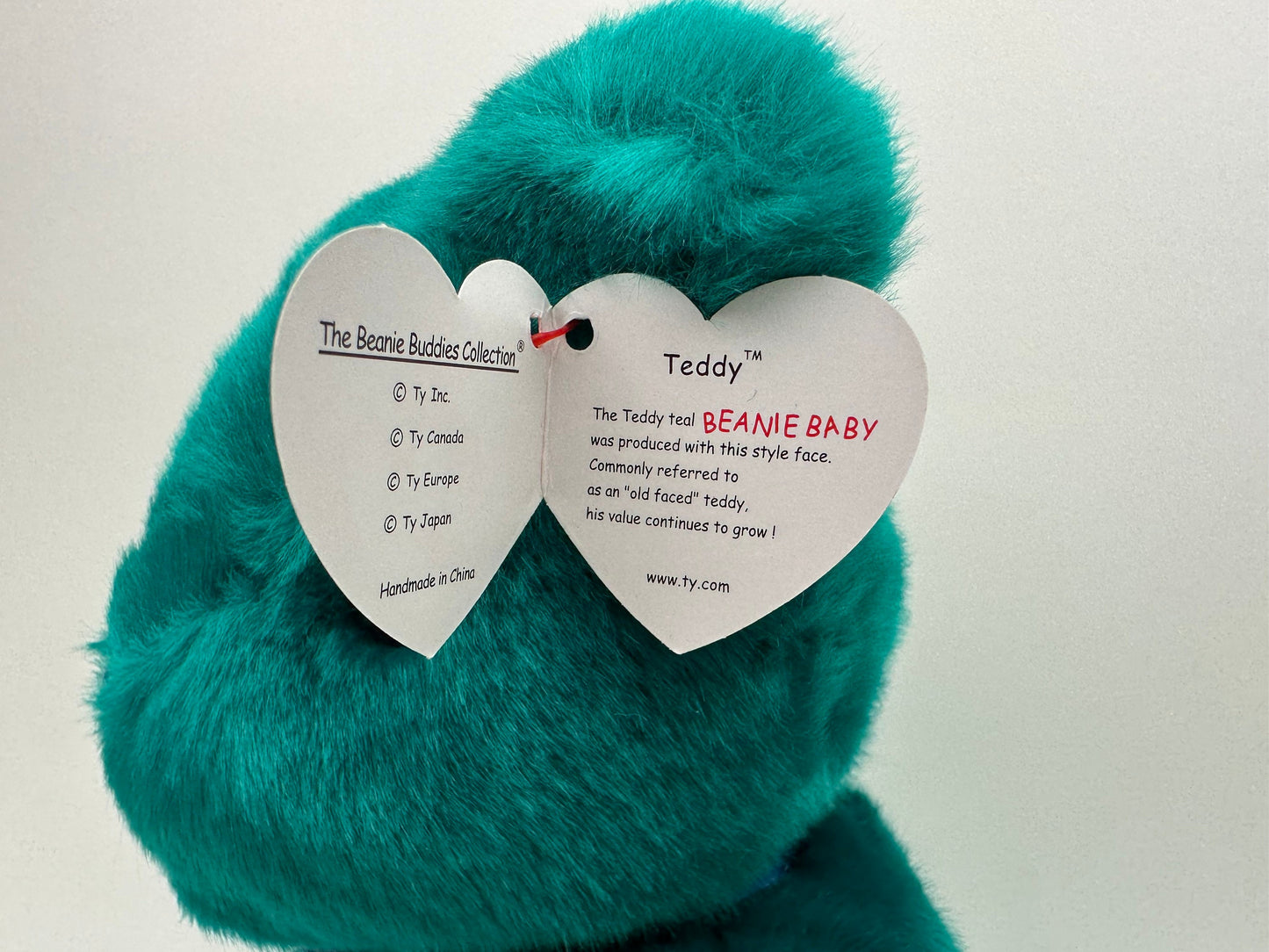 Ty Beanie Buddy “Teddy” the Teal Teddy Bear with Old Ty Bear Face! (14.5 inch)