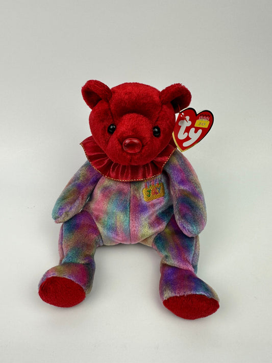 Ty Beanie Baby July the Birthday Bear - Ruby Birthstone Bear (7 inch)