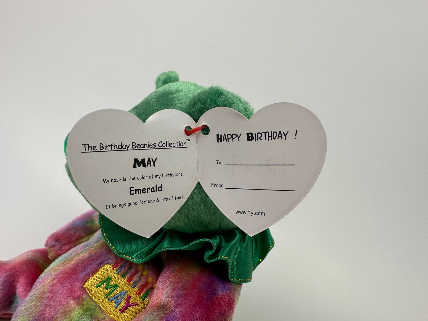 Ty Beanie Baby May the Birthday Bear - Emerald Birthstone Bear (7 inch)