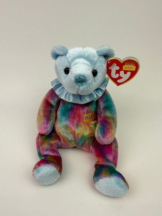 Ty Beanie Baby March the Birthday Bear - Aquamarine Birthstone Bear (7 inch)