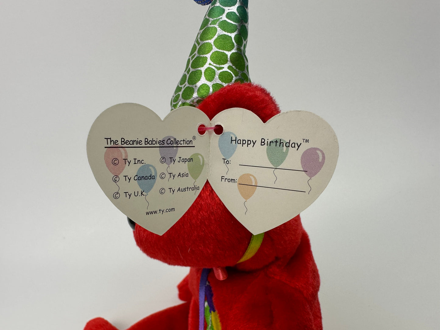 Ty Beanie Baby “Happy Birthday” the Red Party Hat Bear! (8.5 inch)