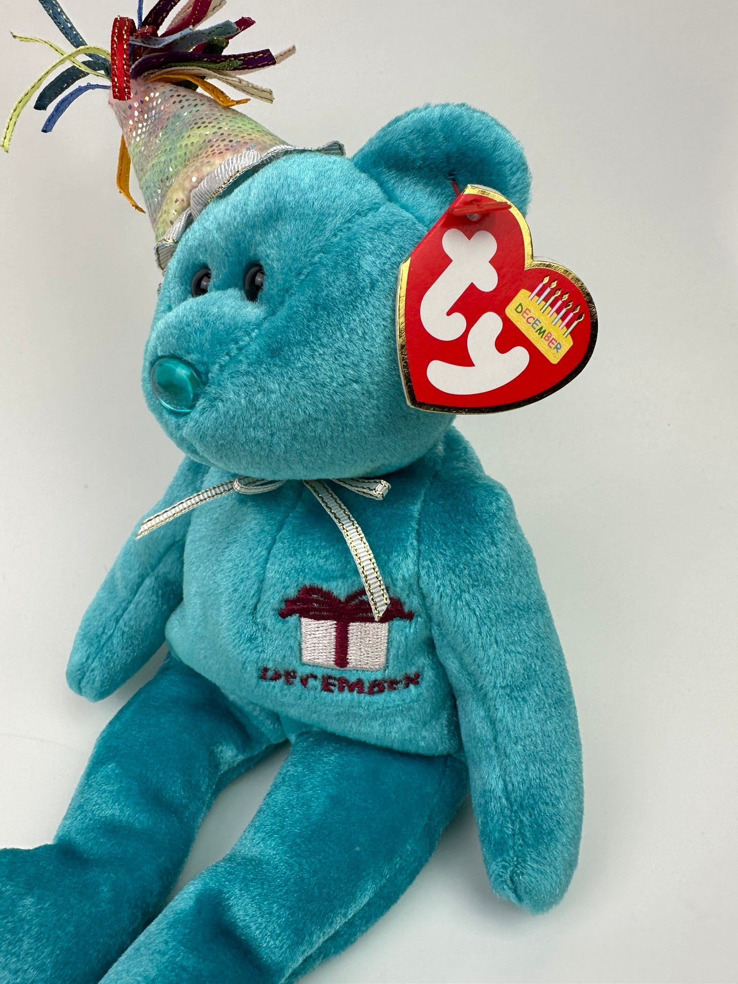 Ty Beanie Baby “Happy Birthday” the December Birthday Bear Wearing a Party Hat! (8.5 inch)