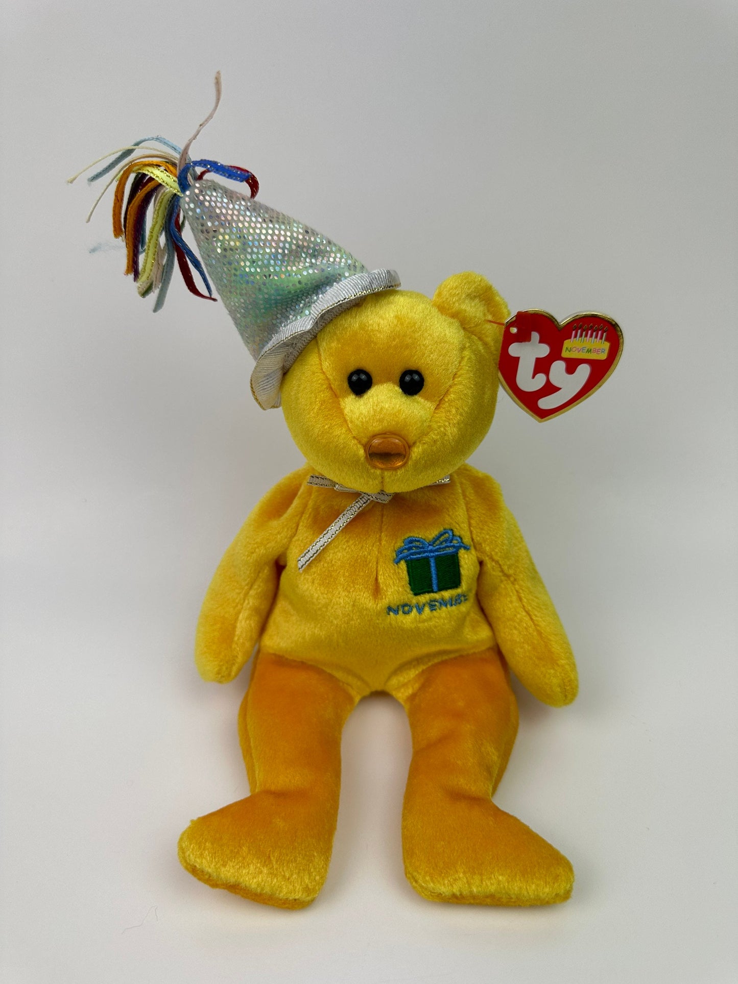 Ty Beanie Baby “Happy Birthday” the November Birthday Bear Wearing a Party Hat! (8.5 inch)