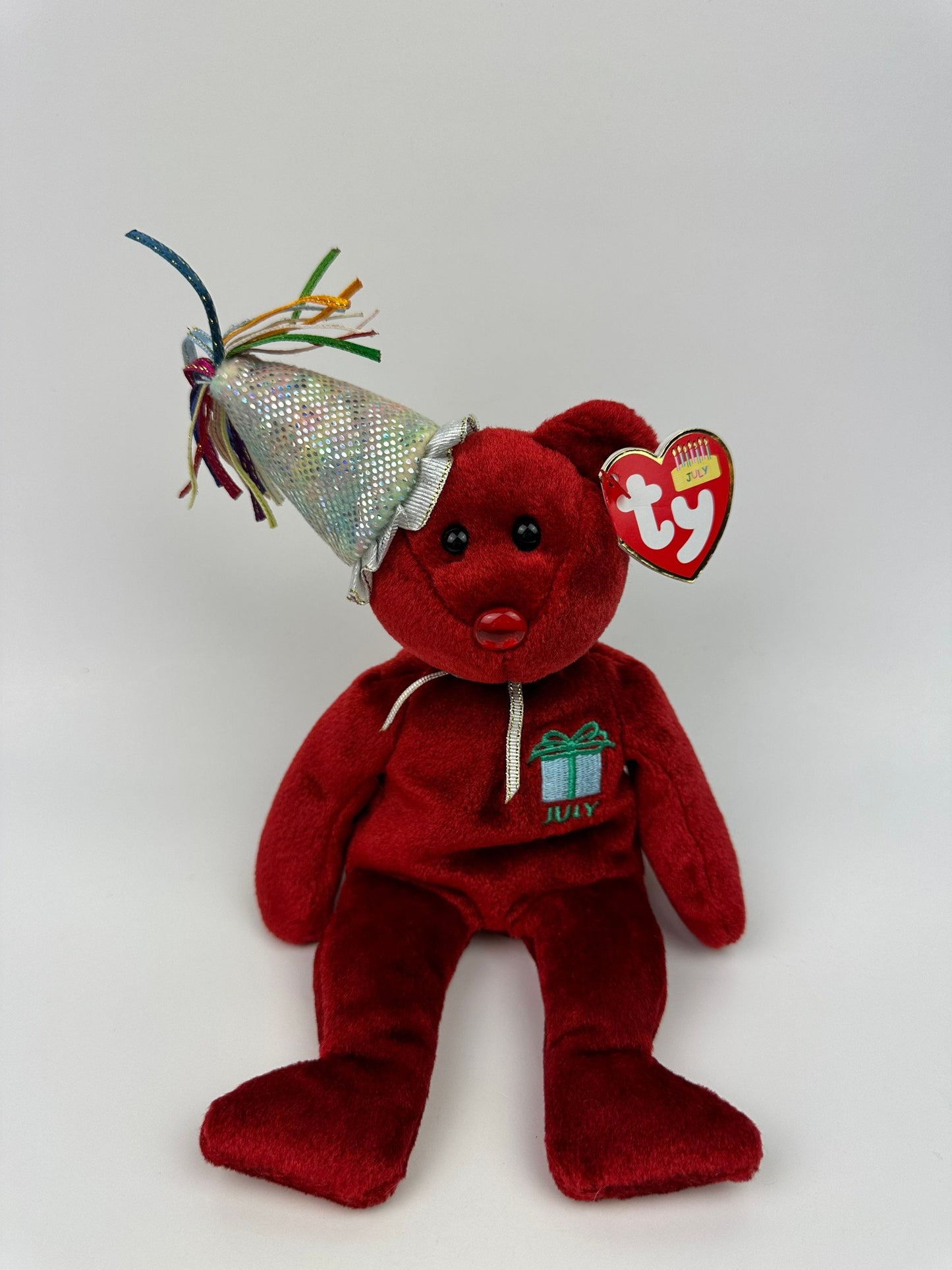 Ty Beanie Baby “Happy Birthday” the July Birthday Bear Wearing a Party Hat! (8.5 inch)