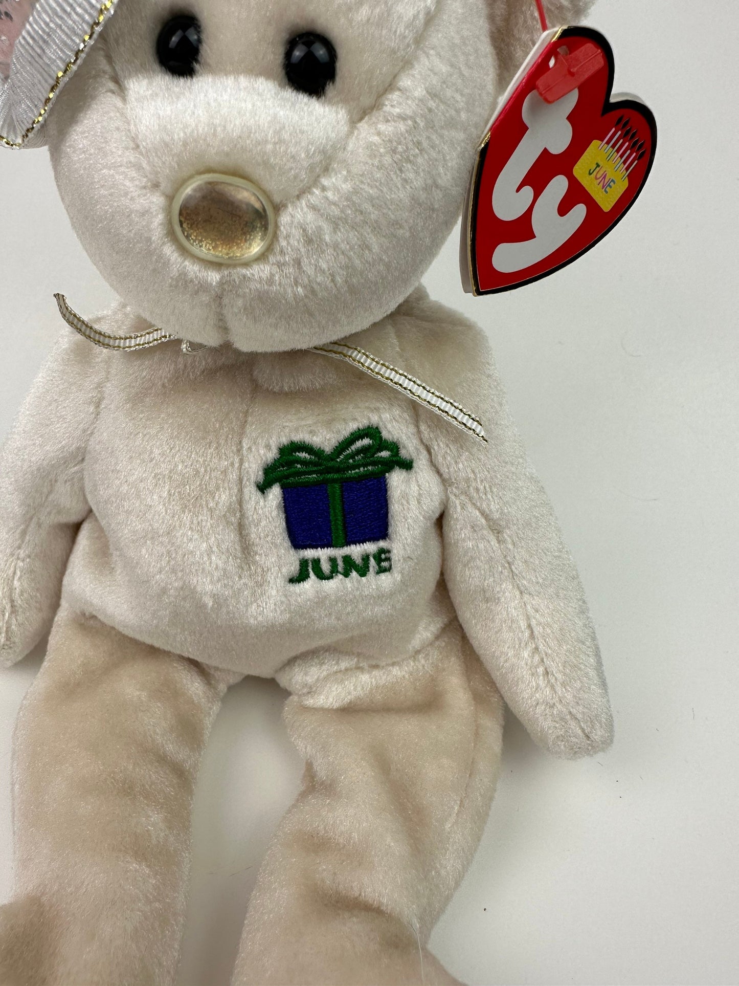 Ty Beanie Baby “Happy Birthday” the June Birthday Bear Wearing a Party Hat! (8.5 inch)