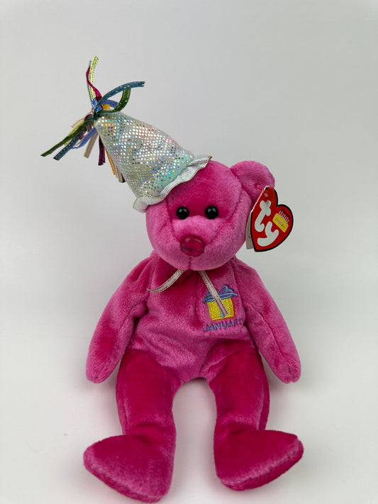 Ty Beanie Baby “Happy Birthday” the January Birthday Bear Wearing a Party Hat! (8.5 inch)