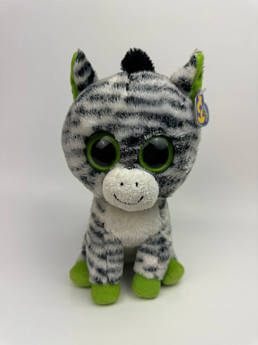 Ty Beanie Boo “Zig-Zag” the Cute Zebra - Purple Tag - Scuffs on Eyes (9 inch)