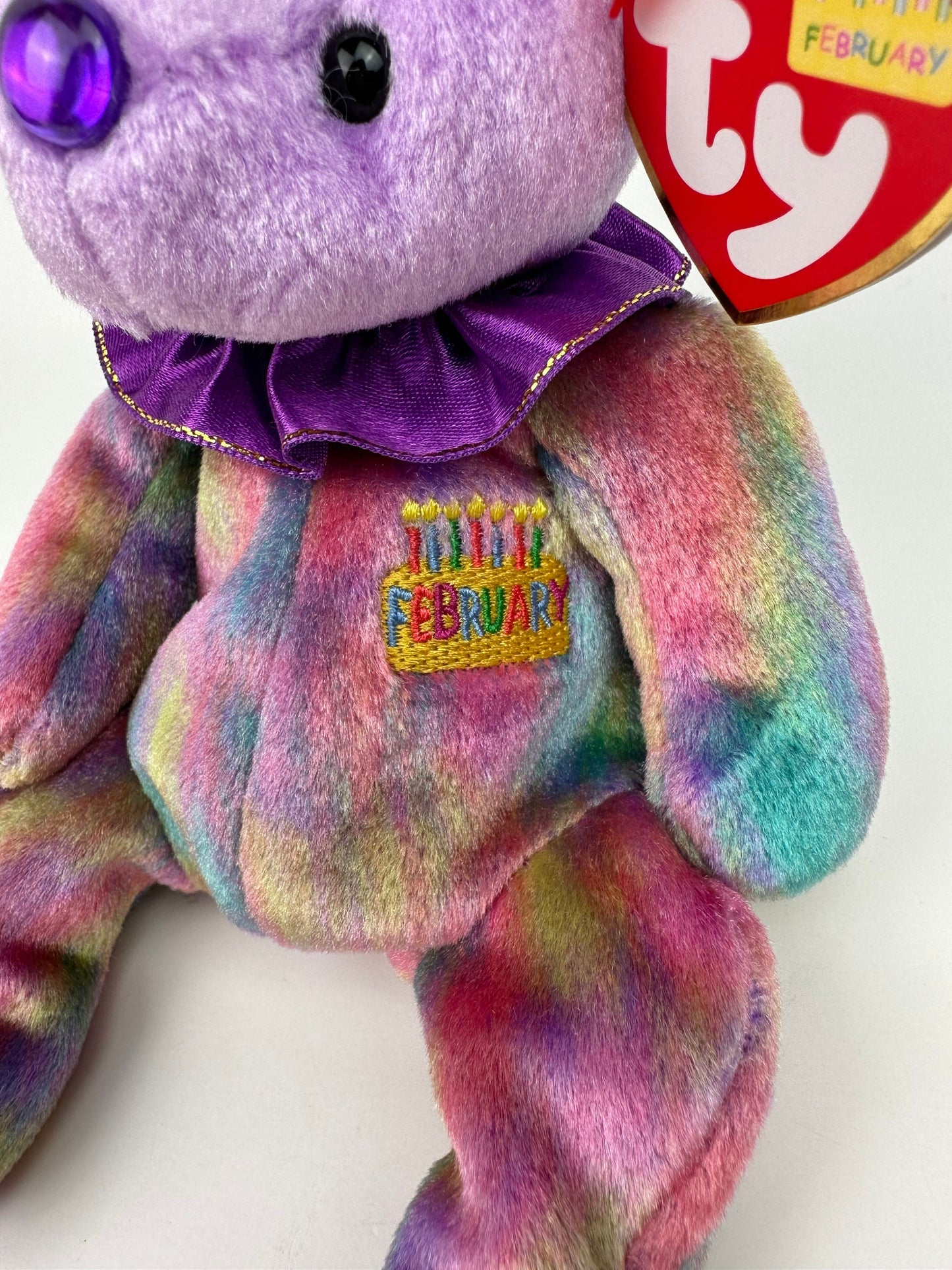 Ty Beanie Baby February the Birthday Bear - Amethyst Birthstone Bear (7 inch)