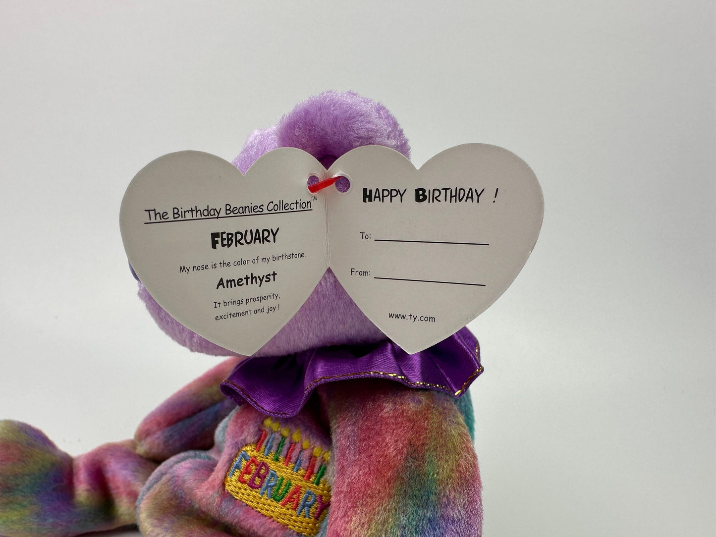 Ty Beanie Baby February the Birthday Bear - Amethyst Birthstone Bear (7 inch)