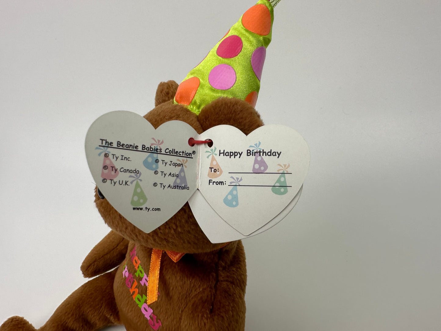 Ty Beanie Baby “Happy Birthday” Bears wearing Party Hat! (9 inch)