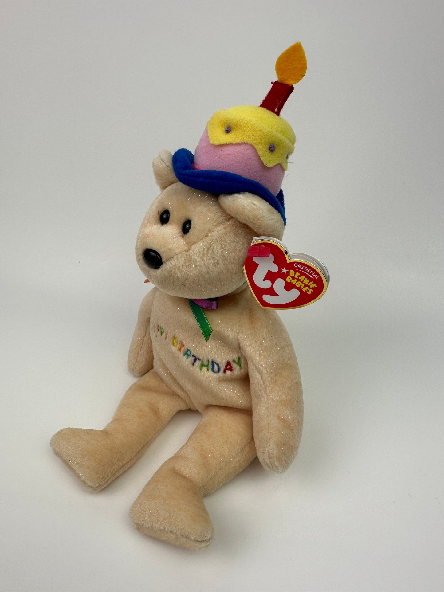 Ty Beanie Baby “Happy Birthday” Bears wearing Cake Party Hat! (9 inch)