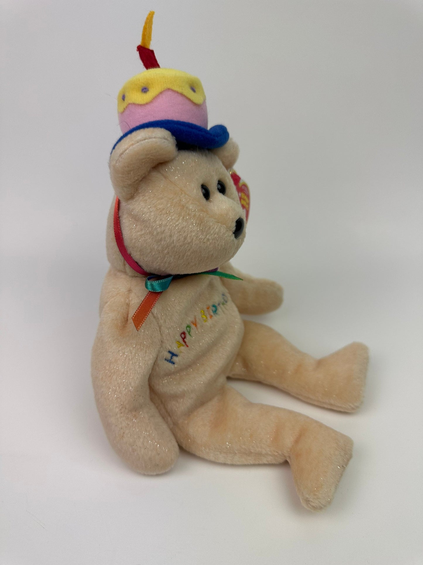 Ty Beanie Baby “Happy Birthday” Bears wearing Cake Party Hat! (9 inch)