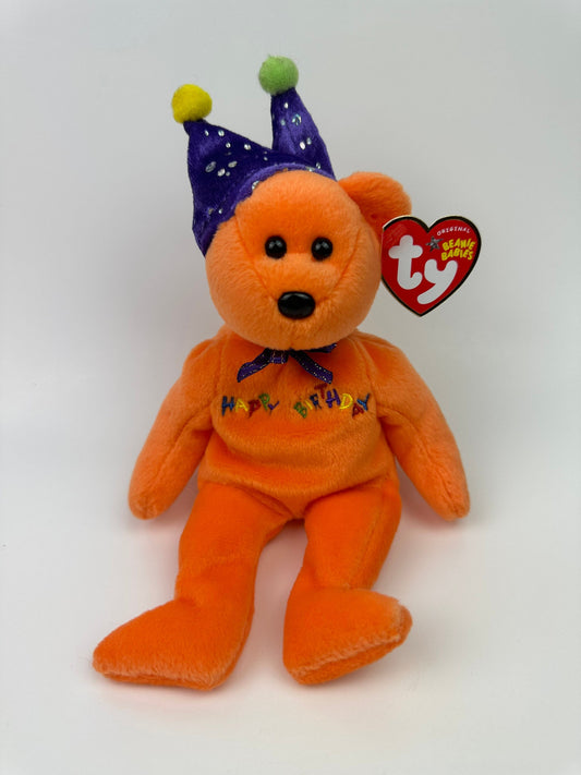 Ty Beanie Baby “Happy Birthday” the Orange Birthday Bear! (9 inch)