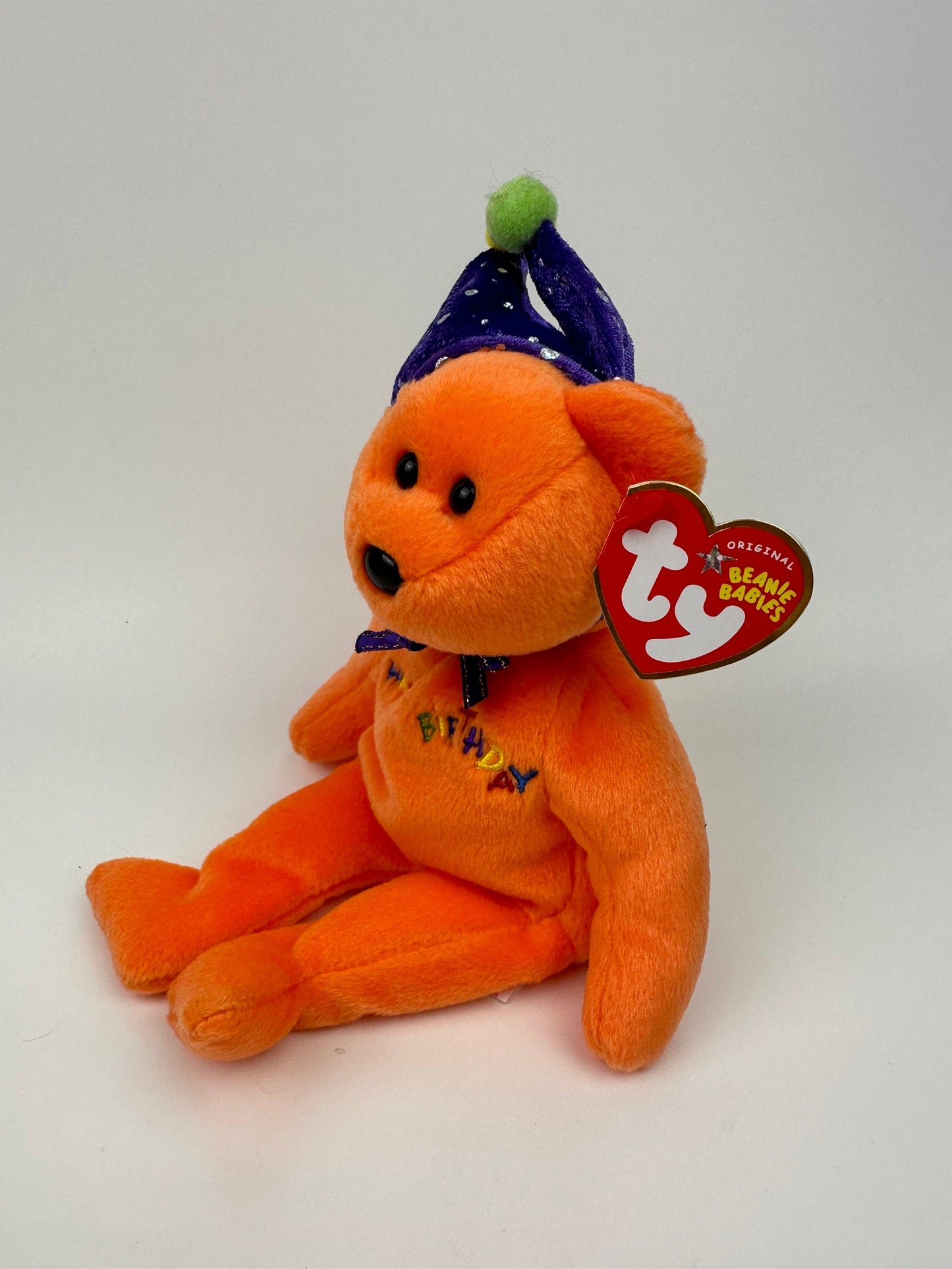 Ty Beanie Baby “Happy Birthday” the Orange Birthday Bear! (9 inch)