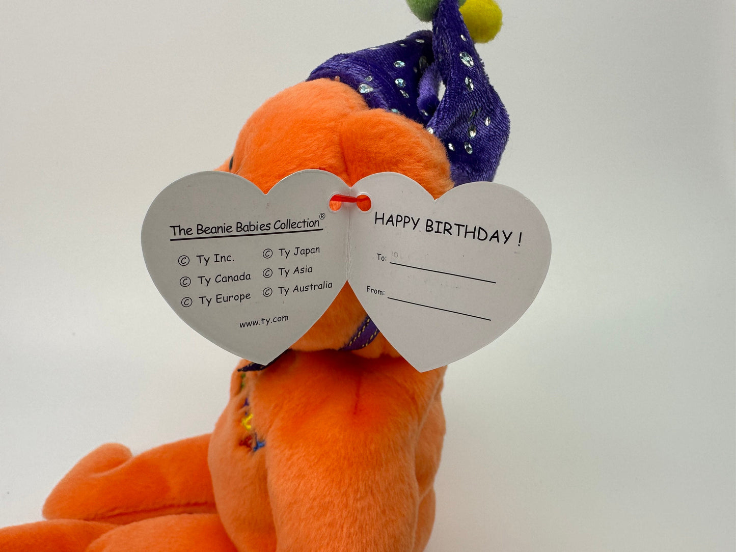 Ty Beanie Baby “Happy Birthday” the Orange Birthday Bear! (9 inch)