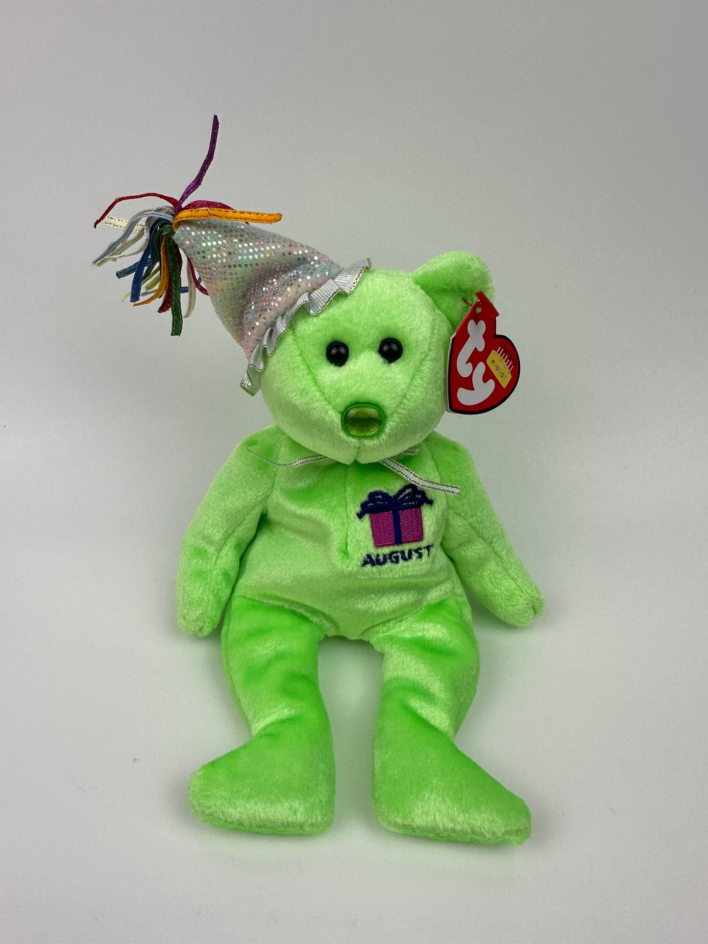 Ty Beanie Baby “Happy Birthday” the August Birthday Bear Wearing a Party Hat! (8.5 inch)