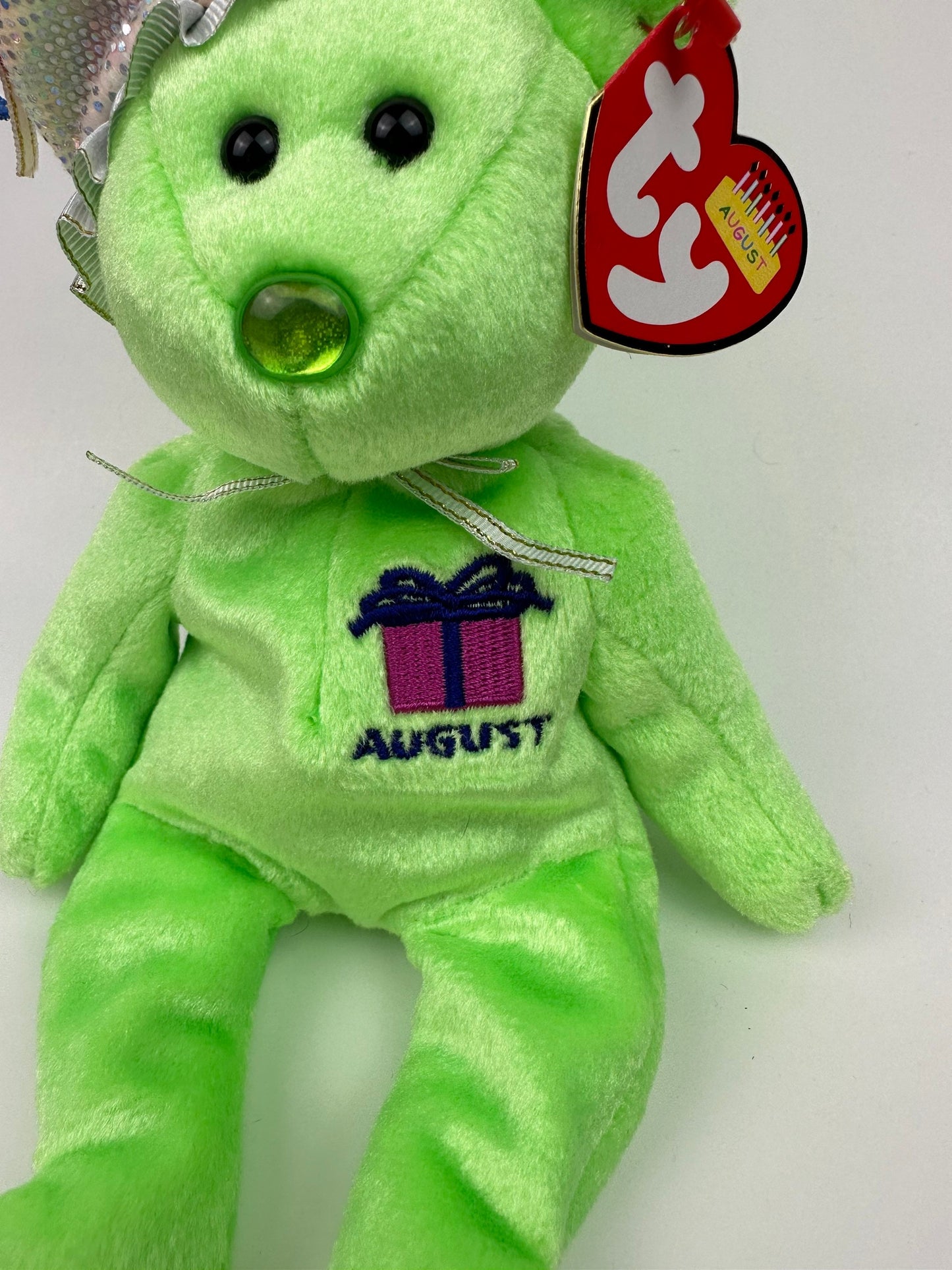 Ty Beanie Baby “Happy Birthday” the August Birthday Bear Wearing a Party Hat! (8.5 inch)