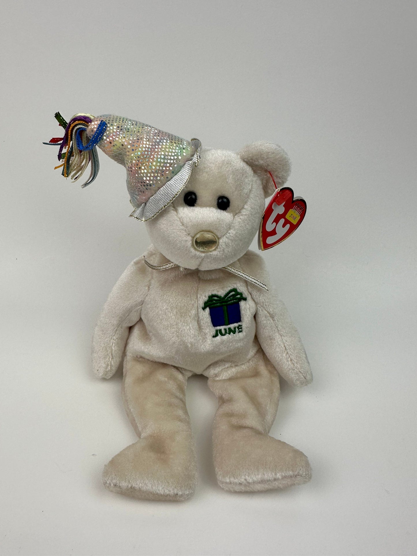 Ty Beanie Baby “Happy Birthday” the June Birthday Bear Wearing a Party Hat! (8.5 inch)