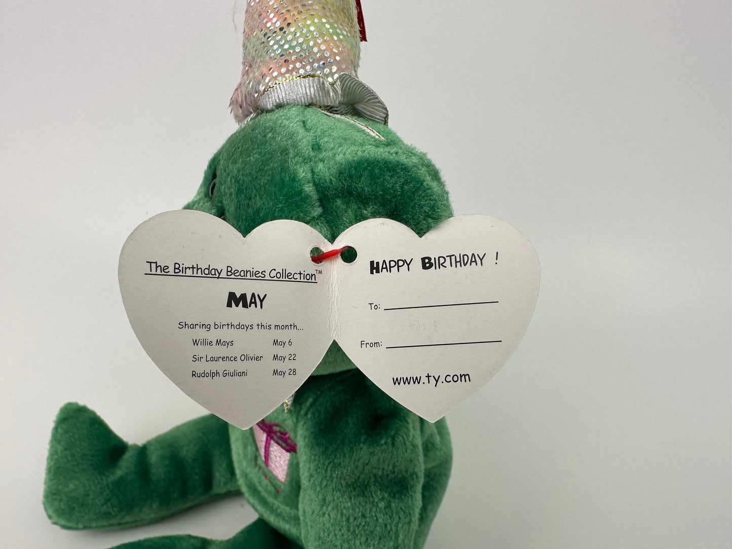 Ty Beanie Baby “Happy Birthday” the May Birthday Bear Wearing a Party Hat! (8.5 inch)