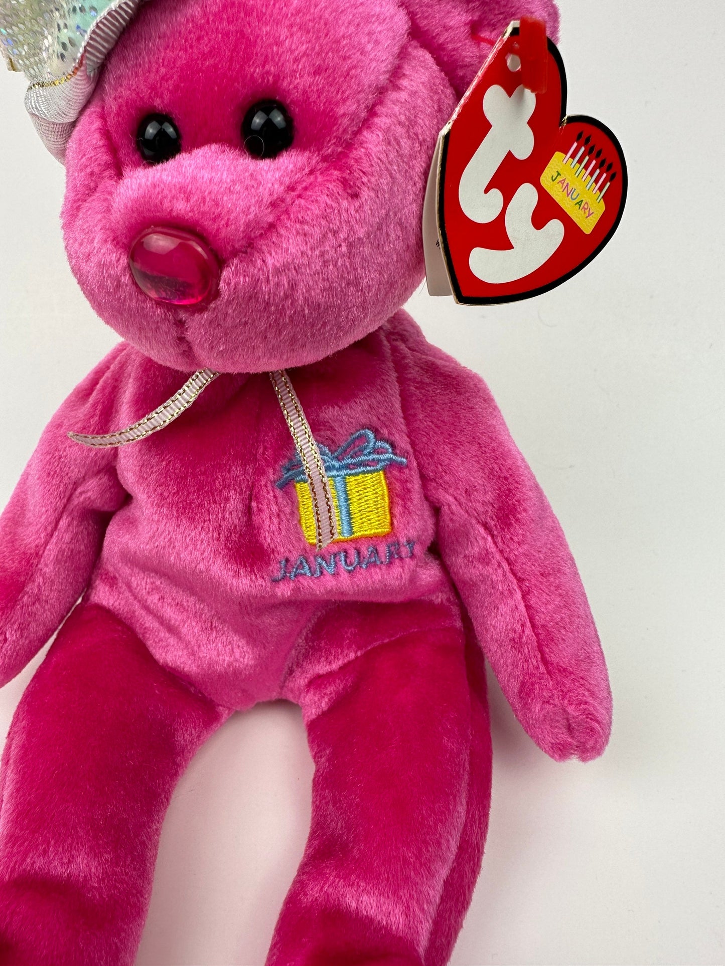 Ty Beanie Baby “Happy Birthday” the January Birthday Bear Wearing a Party Hat! (8.5 inch)