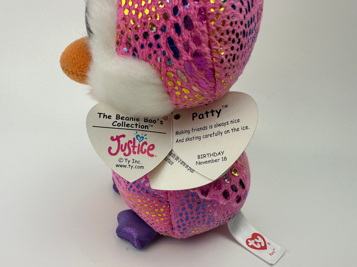 Ty Beanie Boo “Patty” the Pink Penguin - Justice Exclusive (6 inch)