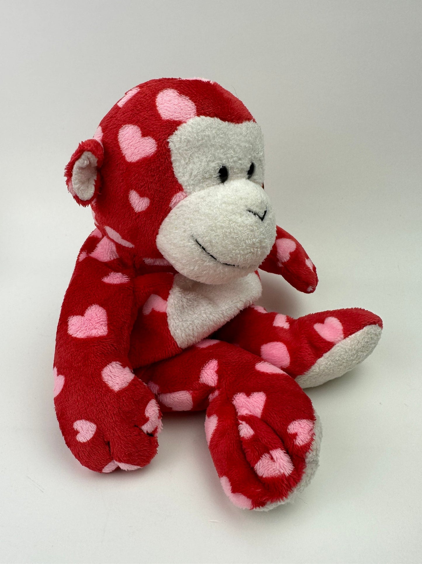 Ty Pluffies Collection “Harts” the Red Monkey Covered in Hearts! *Rare* (10 inch)