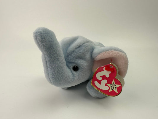 Ty Beanie Baby Peanut the Light Blue Elephant - Made in Korea with Canadian Tush! (9 inch)