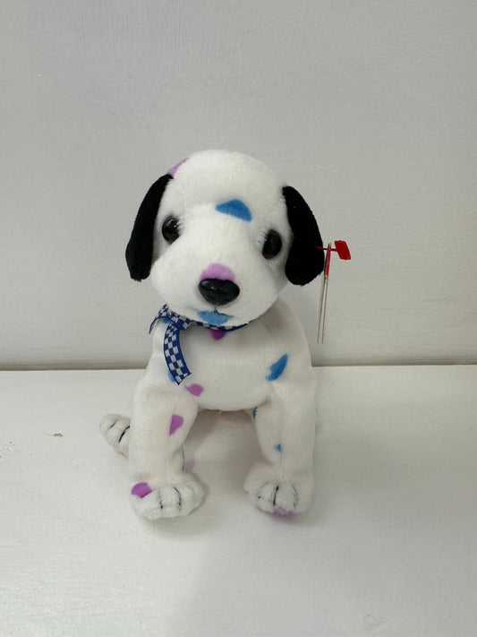 Ty Beanie Baby “Dizzy” the Dalmatian with purple and blue spots - black ears version (5.5 inch)