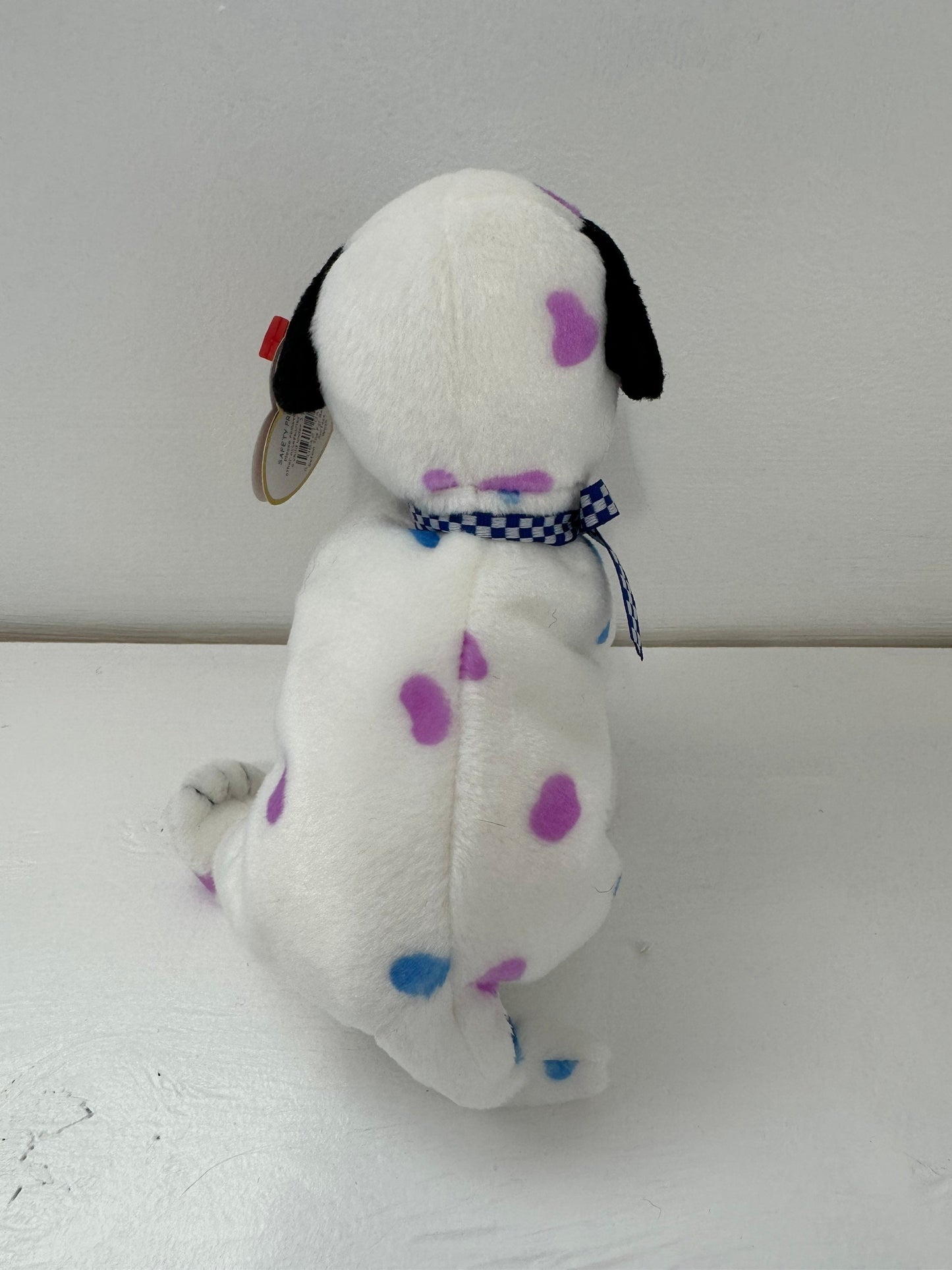 Ty Beanie Baby “Dizzy” the Dalmatian with purple and blue spots - black ears version (5.5 inch)